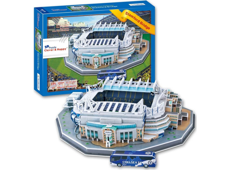 CLEVER&HAPPY 3D puzzle Stadion Stamford Bridge - FC Chelsea 171 dílků