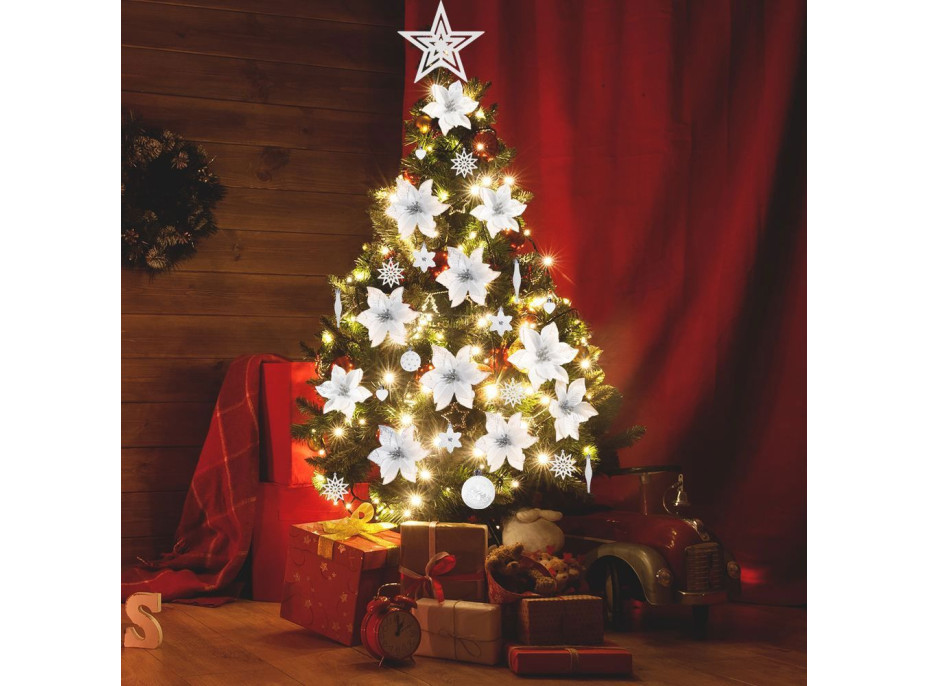 Vánoční závěsné baňky na stromeček - 19 druhů - 54 ks - bílé
