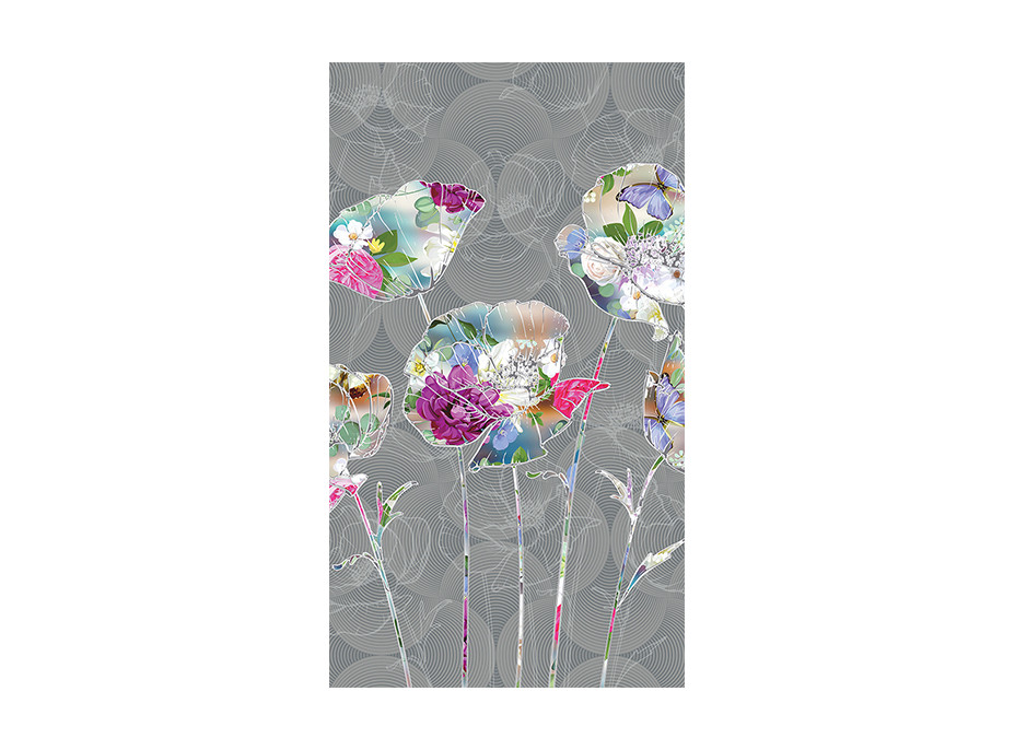 Designový závěs - Barevné květiny s motýlky - 140x245 cm