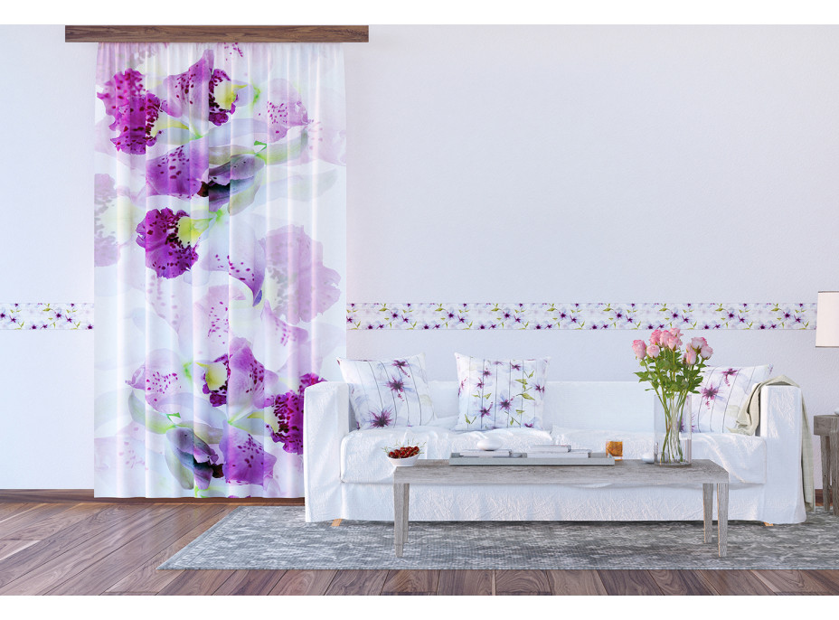 Designový závěs - Fialové květy - 140x245 cm