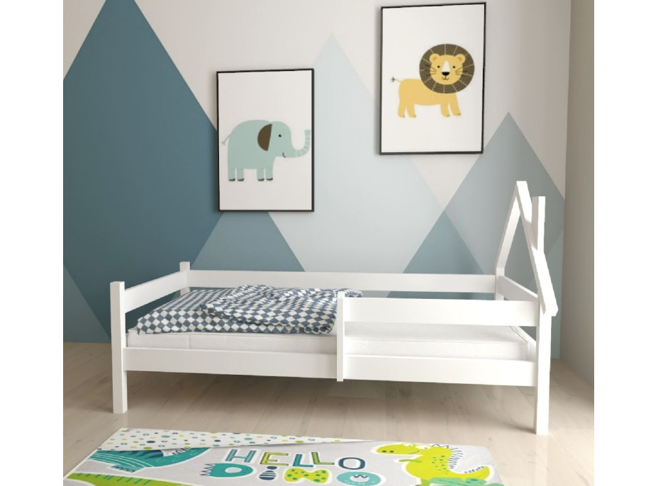 Dětská domečková postel z masivu borovice SÁRA - 200x90 cm - bílá