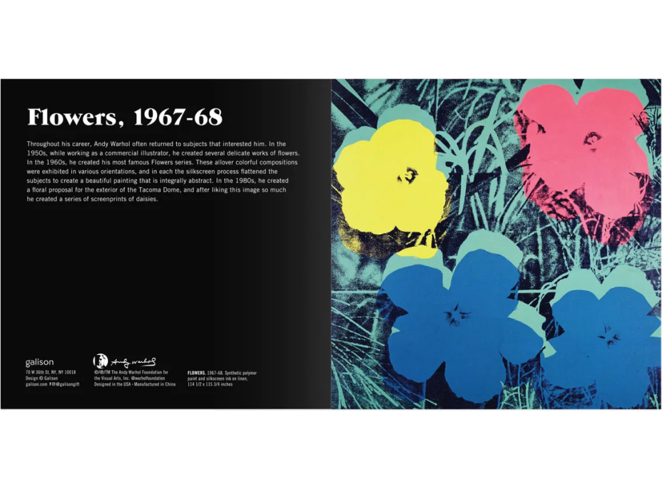 GALISON Posuvné dřevěné puzzle Andy Warhol: Květiny 2v1 (16 dílků)