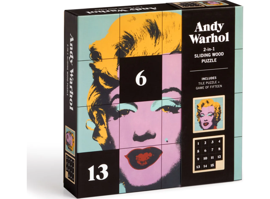 GALISON Posuvné dřevěné puzzle Andy Warhol: Marilyn 2v1 (16 dílků)