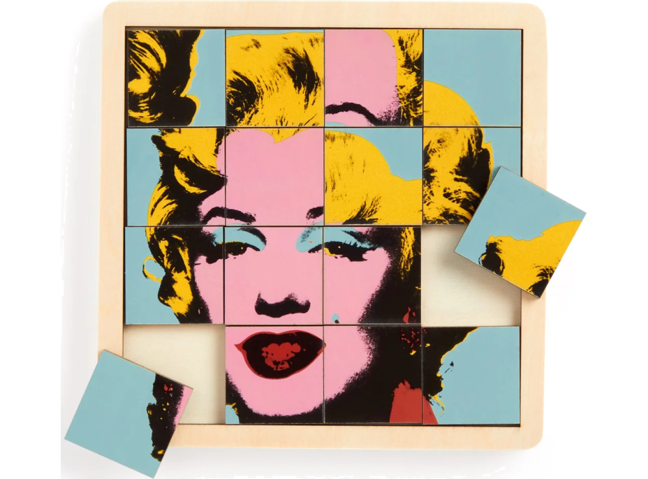 GALISON Posuvné dřevěné puzzle Andy Warhol: Marilyn 2v1 (16 dílků)