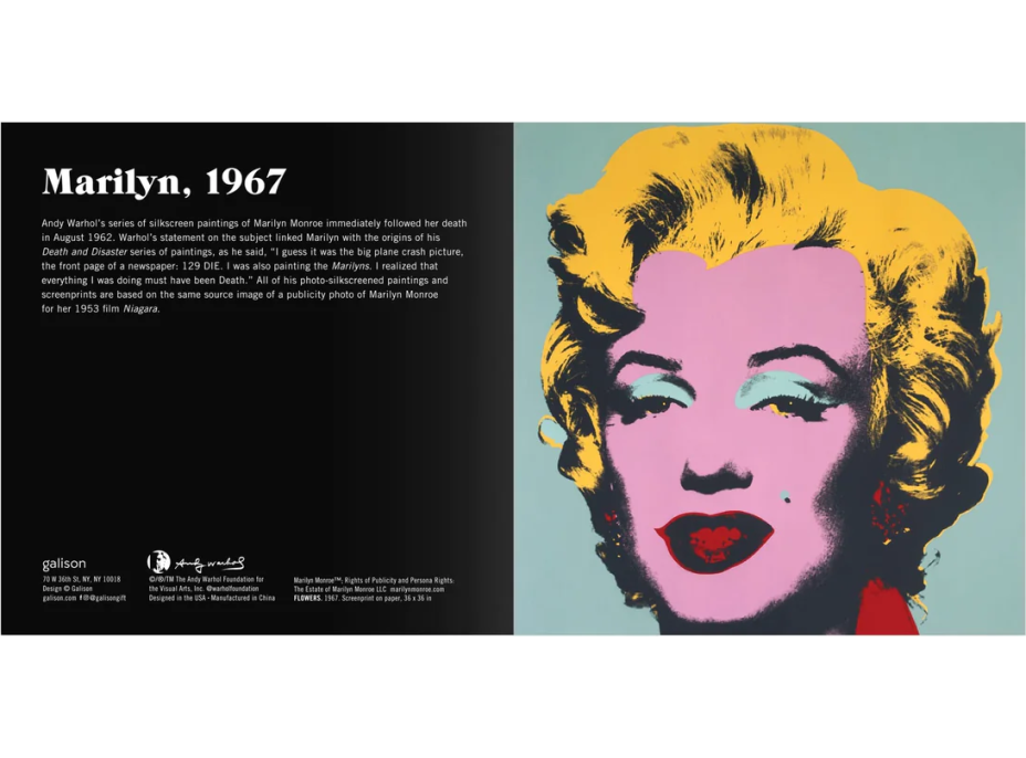 GALISON Posuvné dřevěné puzzle Andy Warhol: Marilyn 2v1 (16 dílků)