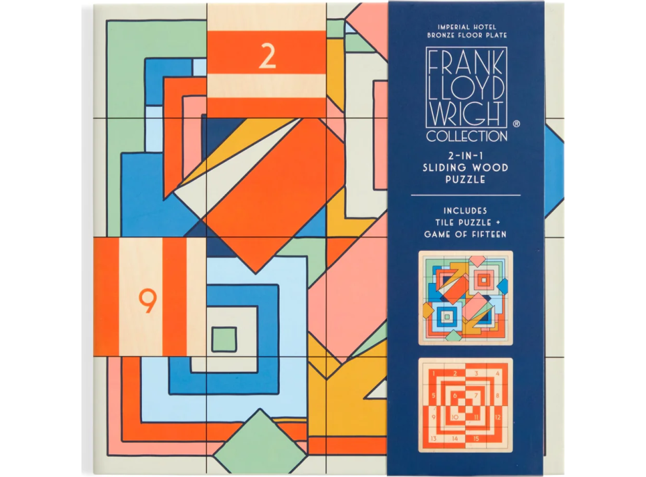 GALISON Posuvné dřevěné puzzle Frank Lloyd Wright: Imperial Hotel 2v1 (16 dílků)