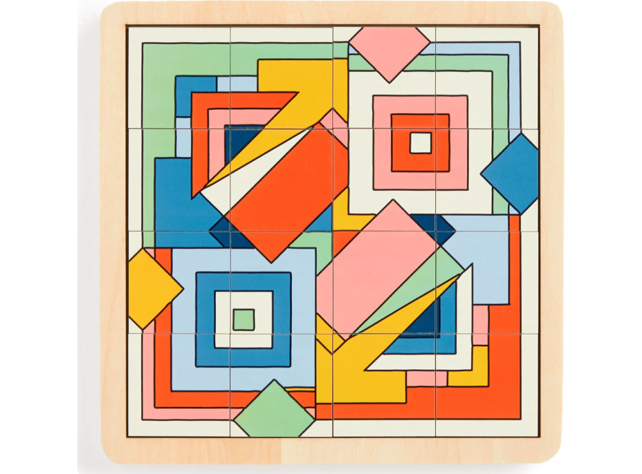 GALISON Posuvné dřevěné puzzle Frank Lloyd Wright: Imperial Hotel 2v1 (16 dílků)