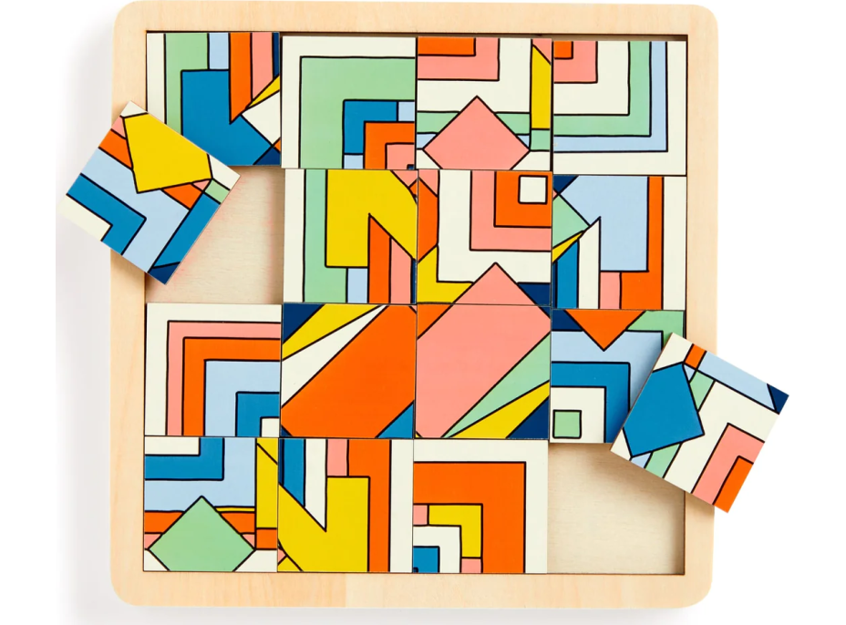 GALISON Posuvné dřevěné puzzle Frank Lloyd Wright: Imperial Hotel 2v1 (16 dílků)