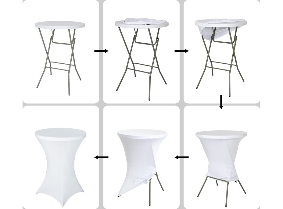 Elastický návlek na koktejlový stolek 80 cm - bílý