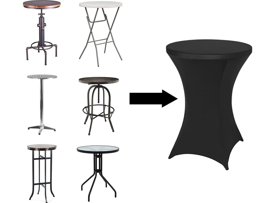 Elastický návlek na koktejlový stolek 80 cm - černý