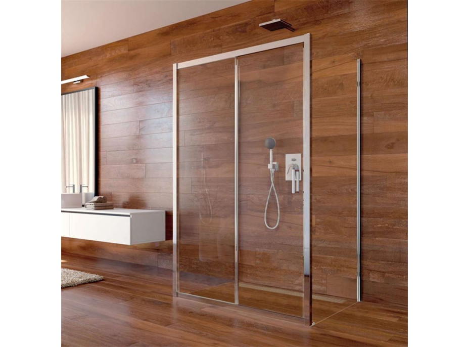 Sprchový kout na stěnu LIMA - obdélník - chrom/sklo Čiré - posuvné dveře