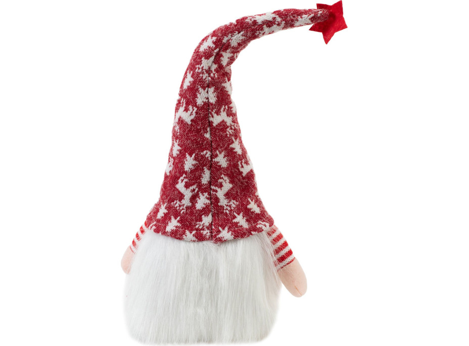 Vánoční skřítek 42 cm - vánoční vzor na čepici - bílo/červený