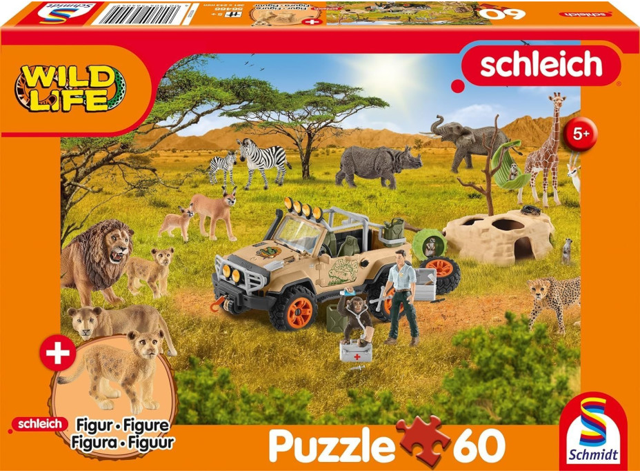 SCHMIDT Puzzle Schleich V Savaně 60 dílků + figurka Schleich