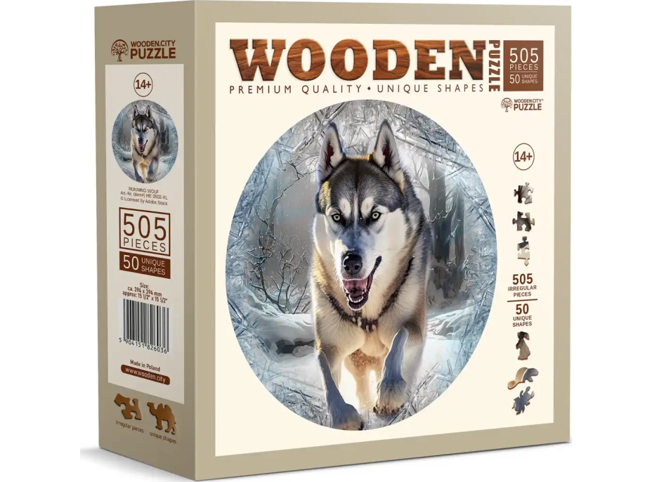 WOODEN CITY Dřevěné puzzle Běžící vlk 505 dílků EKO