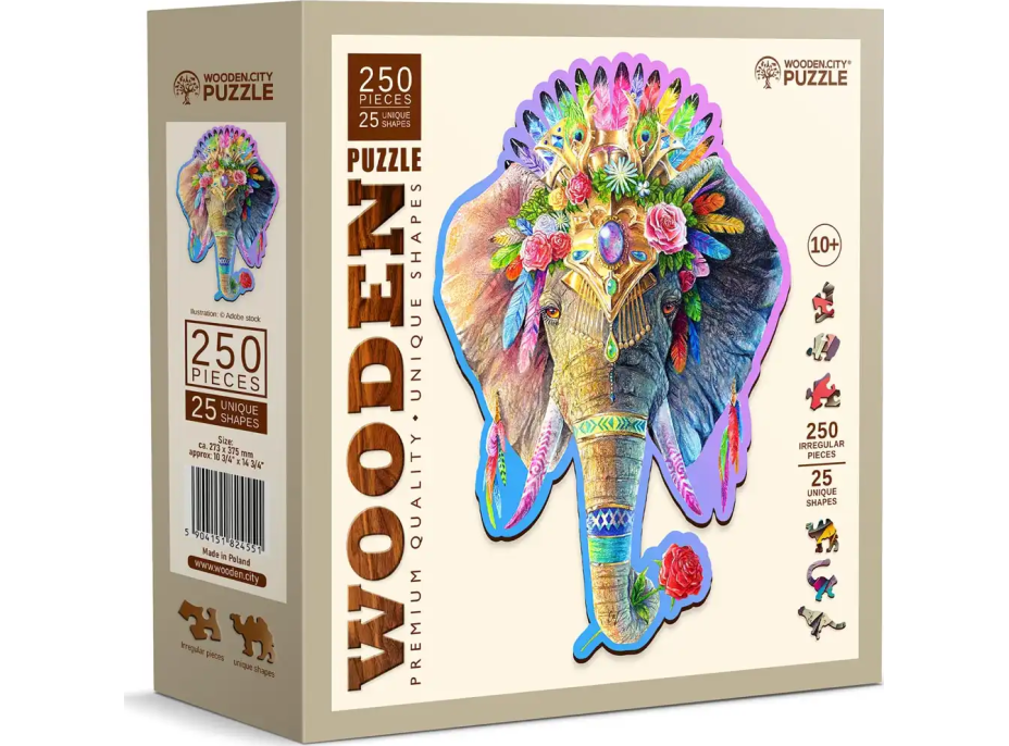 WOODEN CITY Dřevěné puzzle Elegantní slon 250 dílků EKO