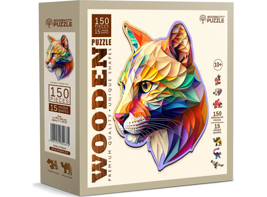 WOODEN CITY Dřevěné puzzle Barevná puma 150 dílků EKO