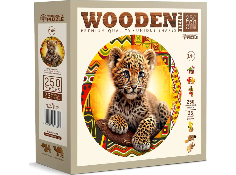 WOODEN CITY Dřevěné puzzle Malý roztomilý leopard 250 dílků EKO