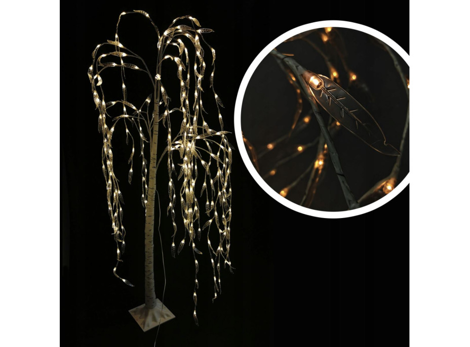 Vánoční LED březový stromek s lístky - 180 cm - 240 LED