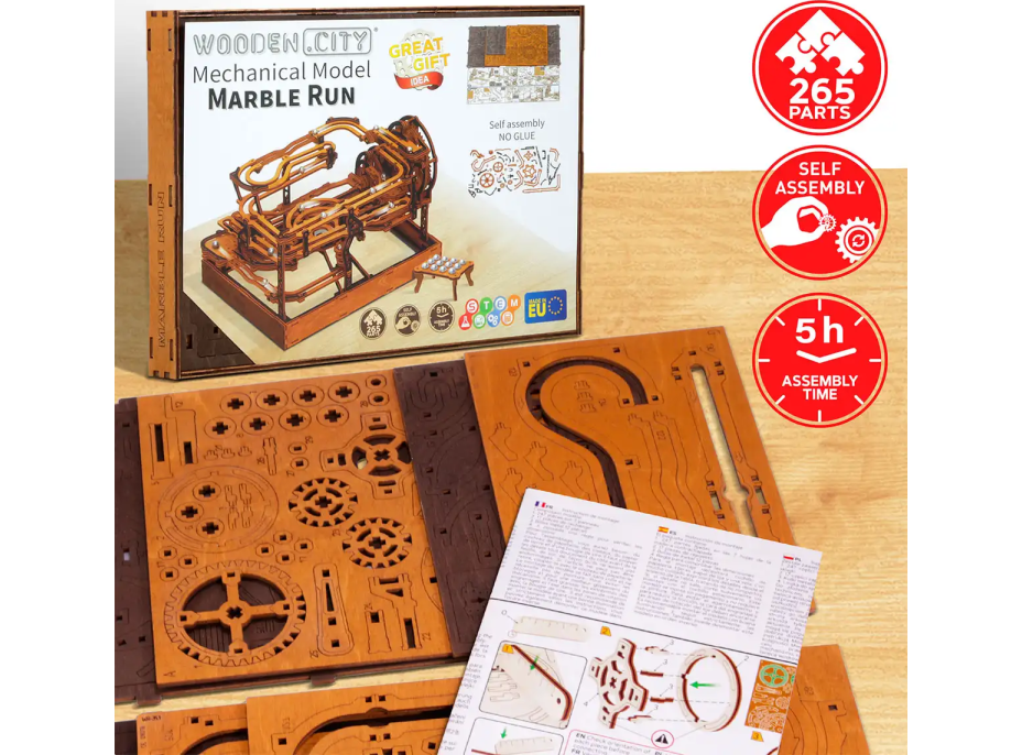 WOODEN CITY 3D dřevěné puzzle Kuličková dráha 265 dílků