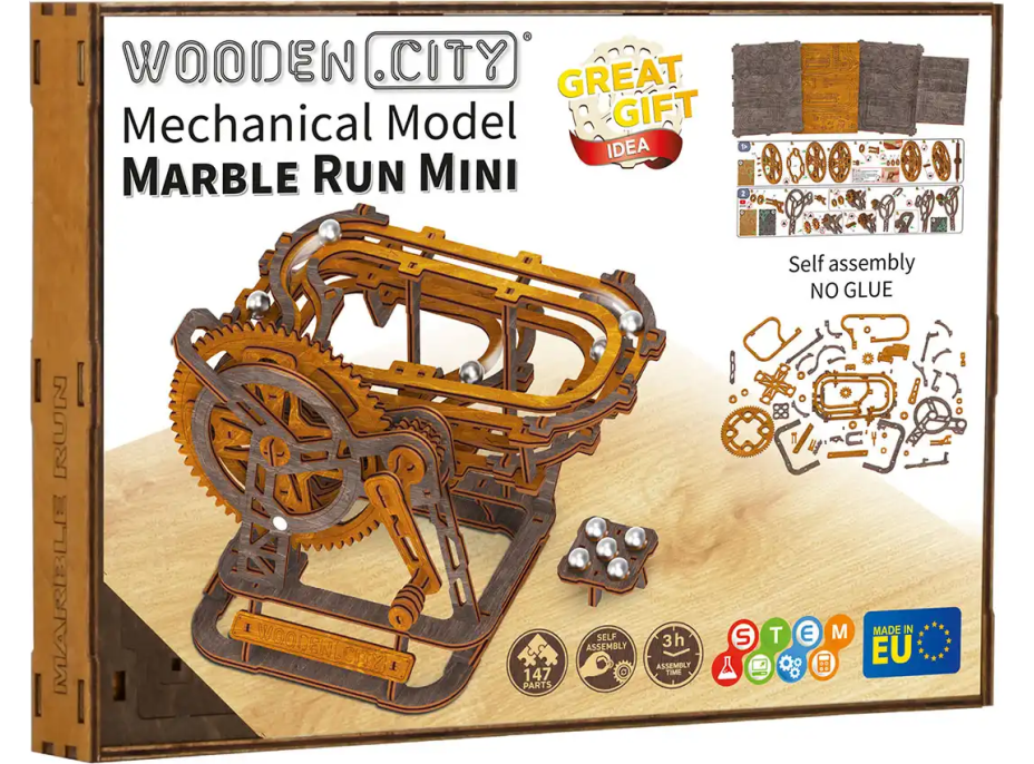 WOODEN CITY 3D dřevěné puzzle Kuličková dráha mini 147 dílků