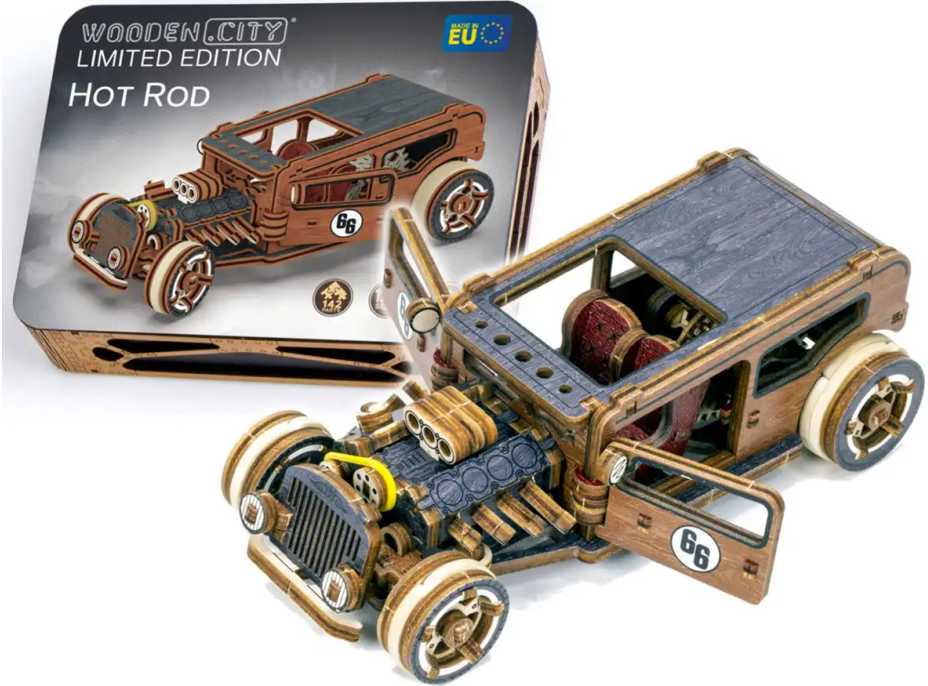 WOODEN CITY 3D puzzle Automobil Hot Rod Limitovaná edice 142 dílů