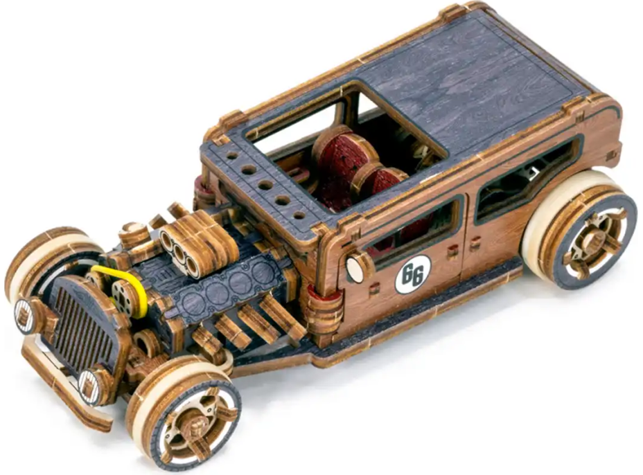 WOODEN CITY 3D puzzle Automobil Hot Rod Limitovaná edice 142 dílů