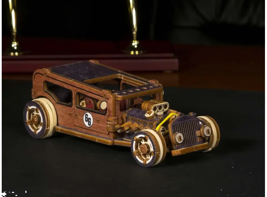 WOODEN CITY 3D puzzle Automobil Hot Rod Limitovaná edice 142 dílů