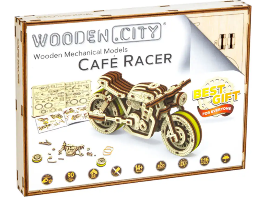 WOODEN CITY 3D puzzle Motorka Café Racer 85 dílů