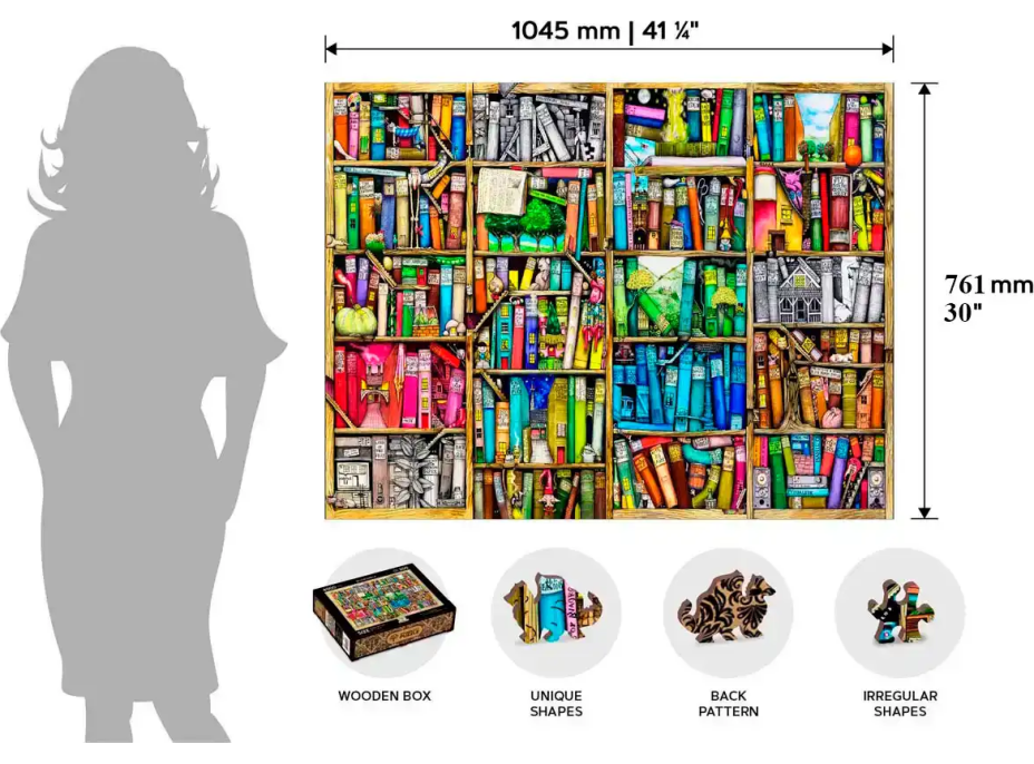WOODEN CITY Dřevěné puzzle Knihovna 2v1, 4000 dílků