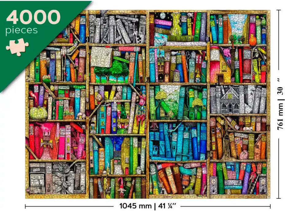 WOODEN CITY Dřevěné puzzle Knihovna 2v1, 4000 dílků