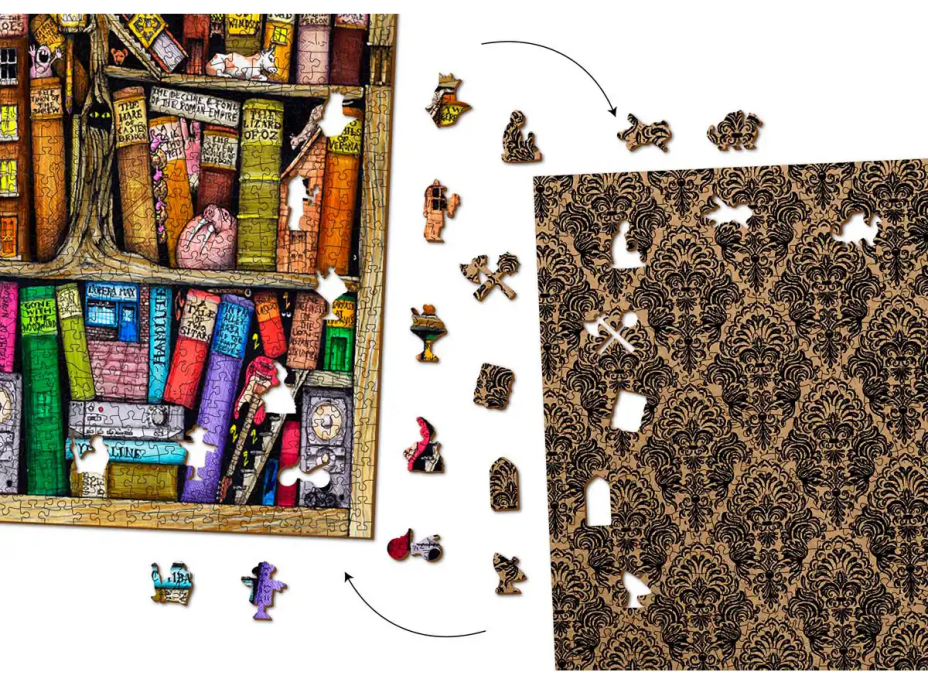 WOODEN CITY Dřevěné puzzle Knihovna 2v1, 4000 dílků