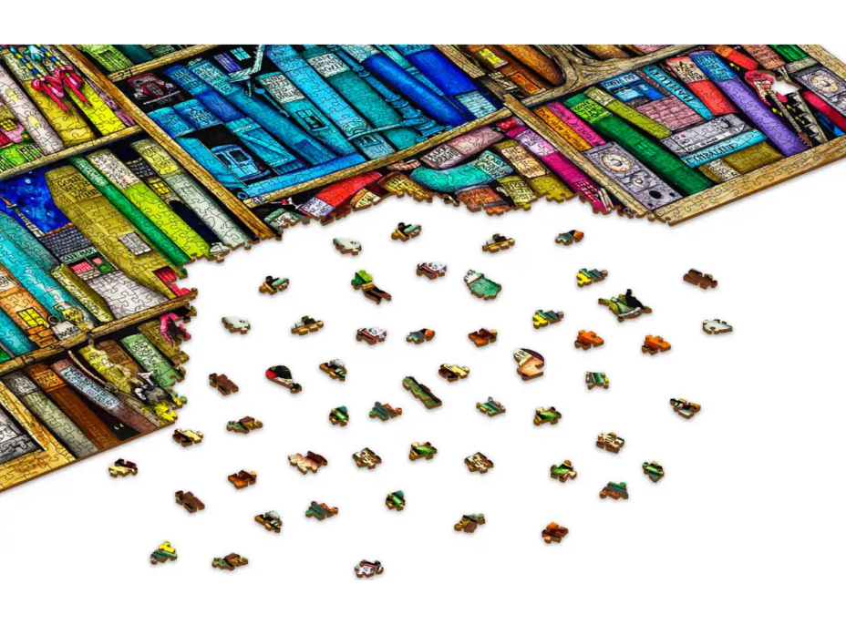 WOODEN CITY Dřevěné puzzle Knihovna 2v1, 4000 dílků