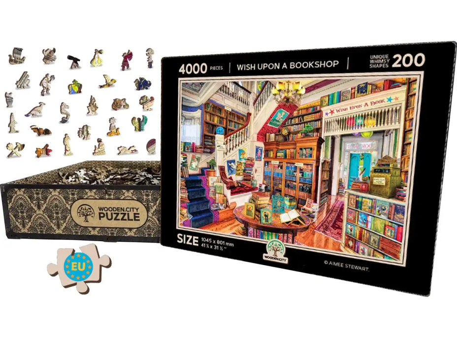 WOODEN CITY Dřevěné puzzle Přání v knihkupectví 2v1, 4000 dílků