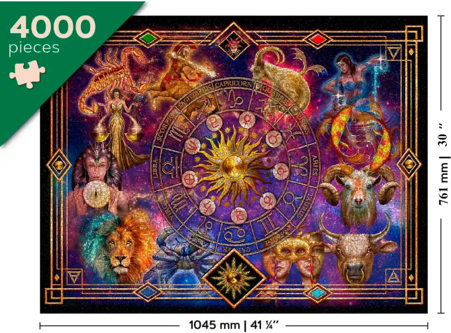 WOODEN CITY Dřevěné puzzle Zvěrokruh 2v1, 4000 dílků