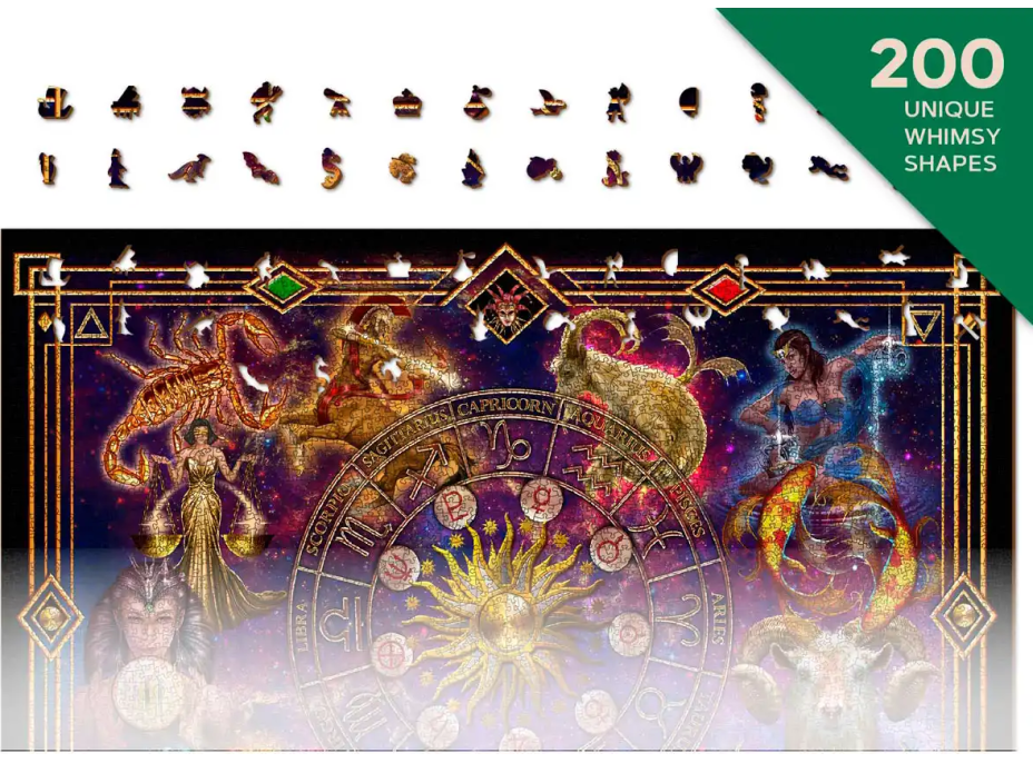 WOODEN CITY Dřevěné puzzle Zvěrokruh 2v1, 4000 dílků