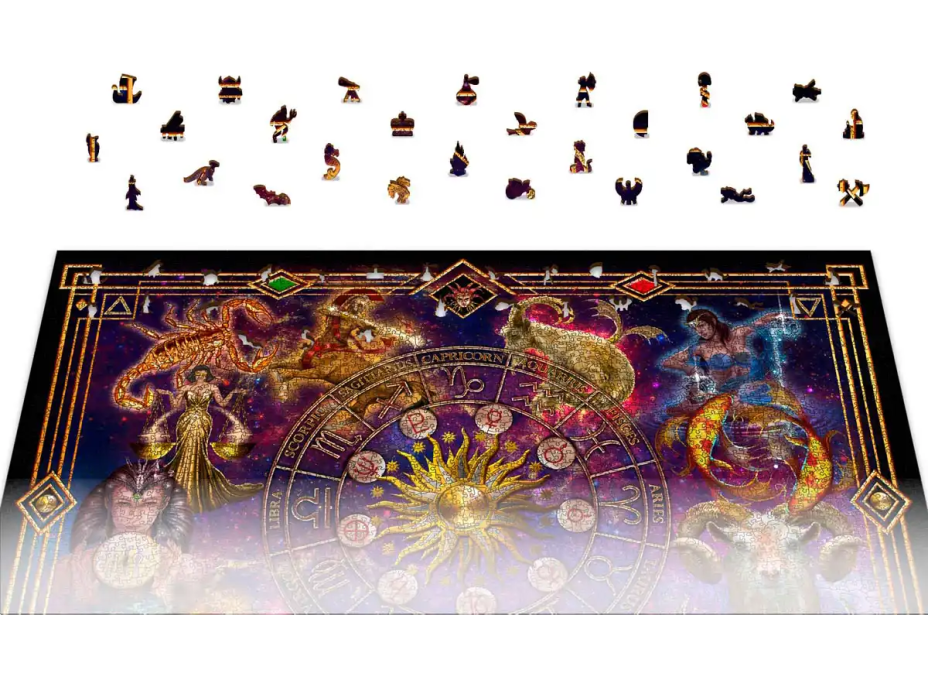 WOODEN CITY Dřevěné puzzle Zvěrokruh 2v1, 4000 dílků