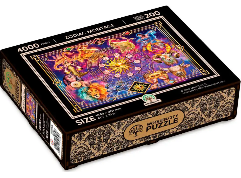 WOODEN CITY Dřevěné puzzle Zvěrokruh 2v1, 4000 dílků