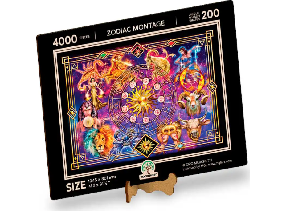 WOODEN CITY Dřevěné puzzle Zvěrokruh 2v1, 4000 dílků