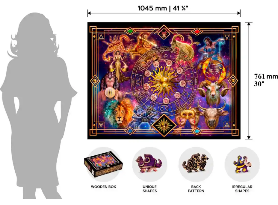 WOODEN CITY Dřevěné puzzle Zvěrokruh 2v1, 4000 dílků