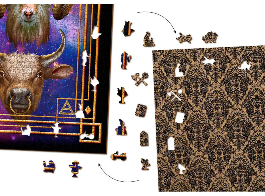 WOODEN CITY Dřevěné puzzle Zvěrokruh 2v1, 4000 dílků