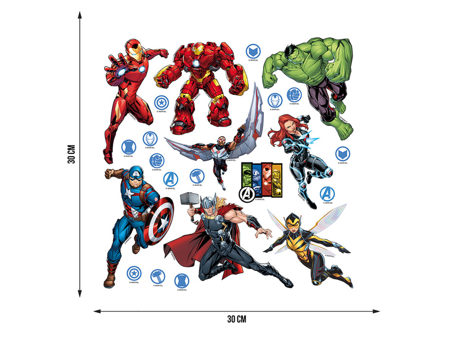 Dětská samolepka na zeď MARVEL - Avengers 1 - 30x30 cm