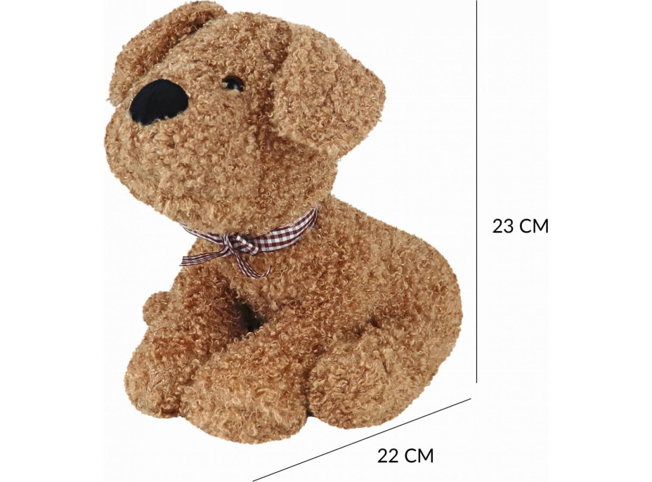 Zarážka do dveří CALM DOG 23 cm - Pejsek s mašlí - hnědý