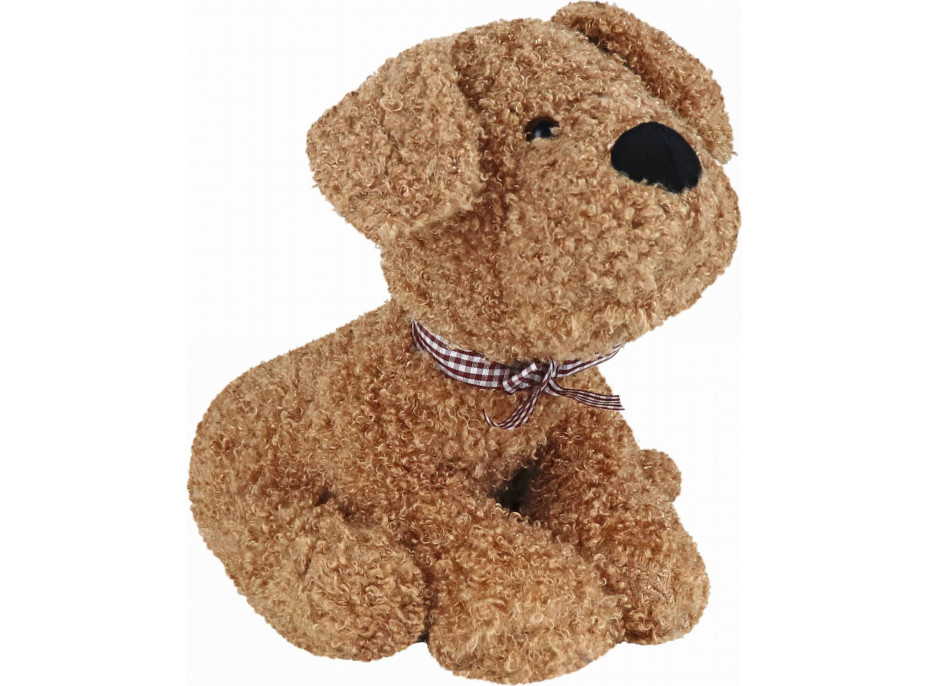 Zarážka do dveří CALM DOG 23 cm - Pejsek s mašlí - hnědý