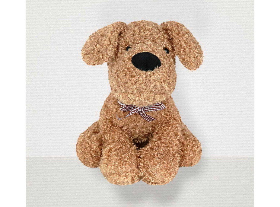 Zarážka do dveří CALM DOG 23 cm - Pejsek s mašlí - hnědý