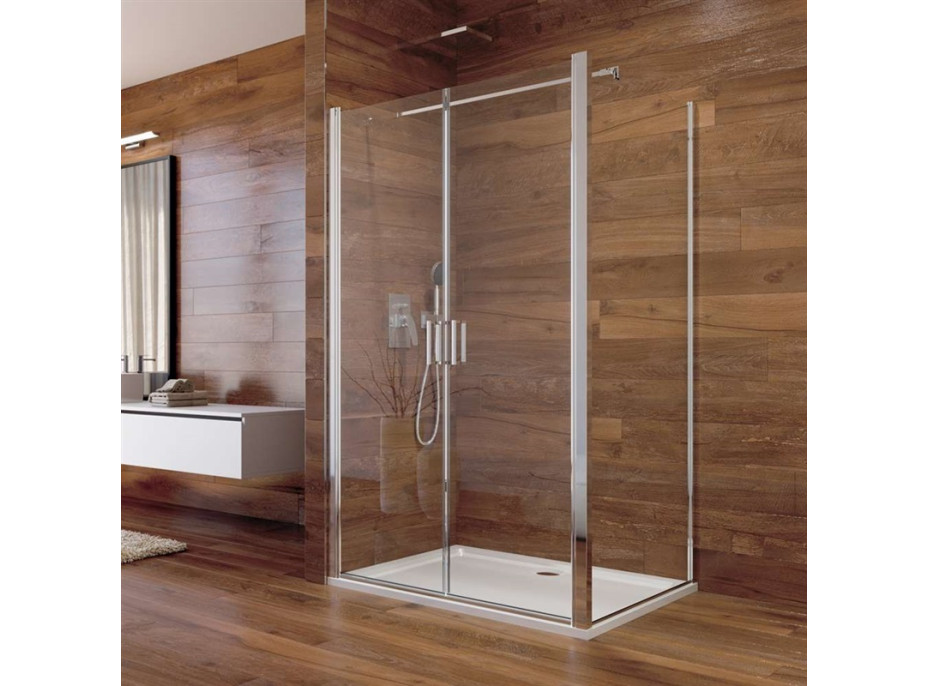 Sprchový kout LIMA - obdélník - chrom/sklo Čiré - dvojdílné křídlové dveře