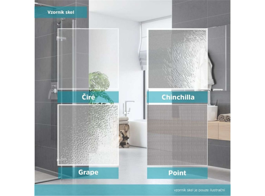 Sprchový kout na stěnu LIMA - čtverec - chrom/sklo Point - křídlové dveře