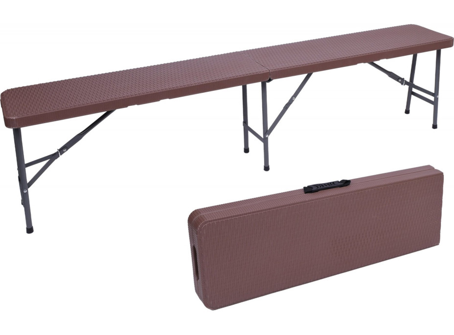 Set cateringového nábytku RATTAN - stůl 180 cm + 2 lavice - hnědý