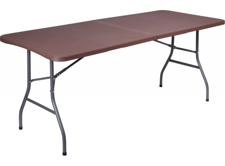 Set cateringového nábytku RATTAN - stůl 180 cm + 2 lavice - hnědý