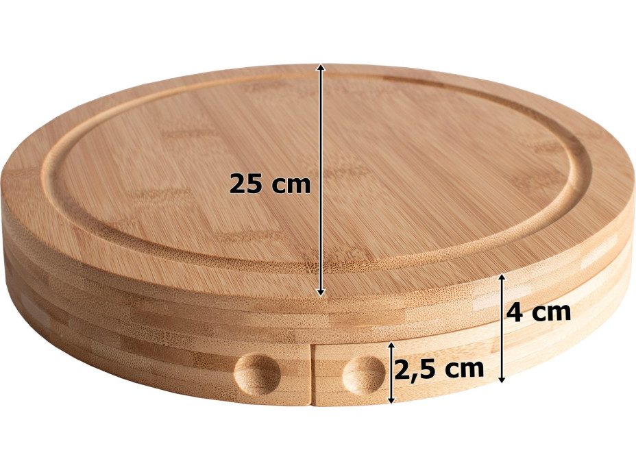 Bambusové prkénko na sýry s příslušenstvím ANDRA 25 cm