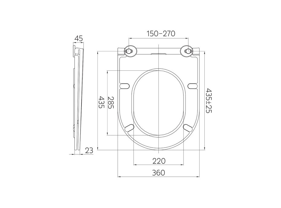 Závěsné RIMLESS WC - 53x35,5x36 cm + duroplast sedátko SLIM